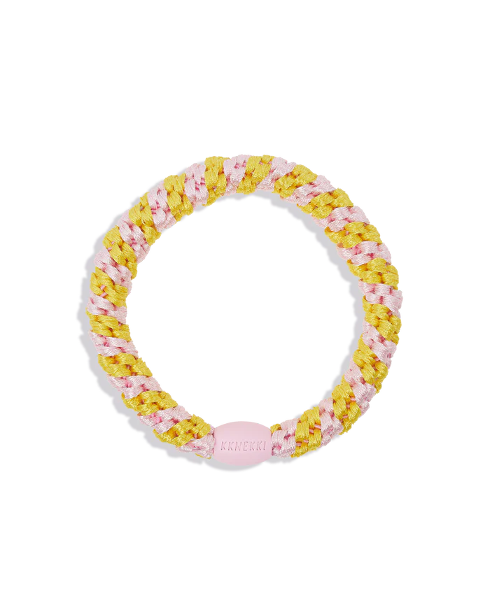 KKNEKKI ORIGINAL HAIR TIES in Yellow Pink Stripe by KKNEKKI