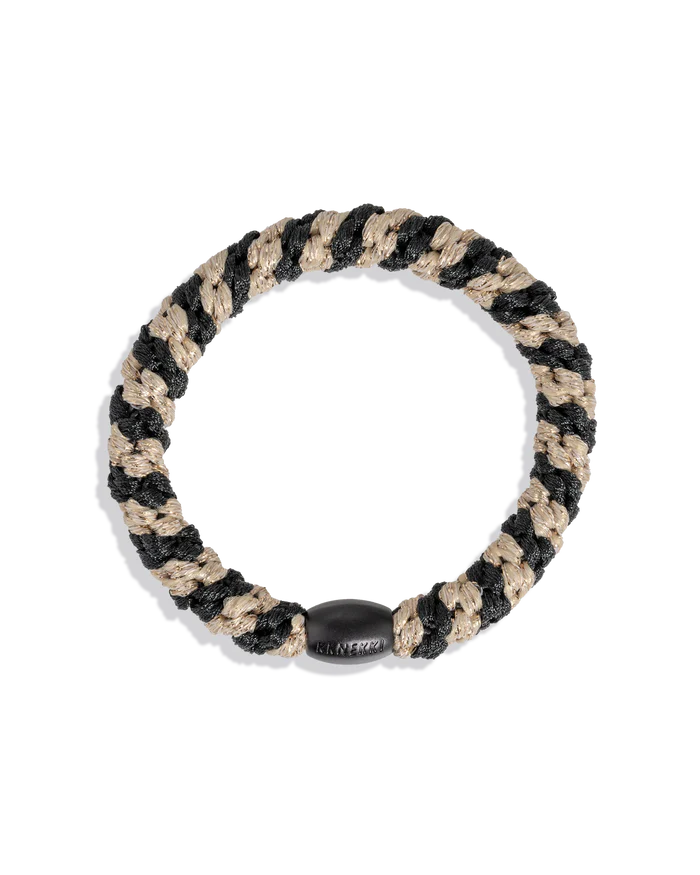KKNEKKI ORIGINAL HAIR TIES in Black Beige Glitter Stripe by KKNEKKI