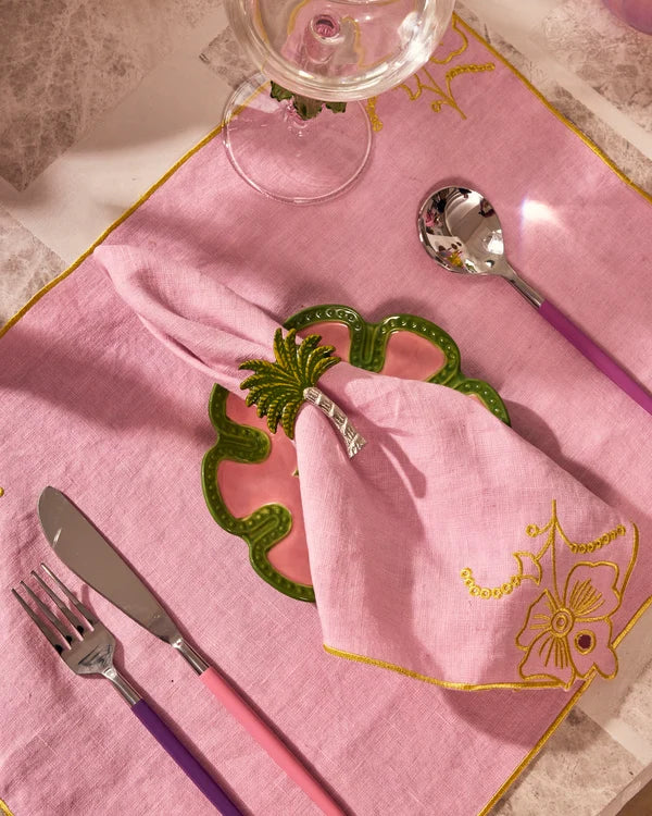 EMBROIDERED NAPKIN 4P SET in Pink Tuscan from the amazing range of Kip & Co products