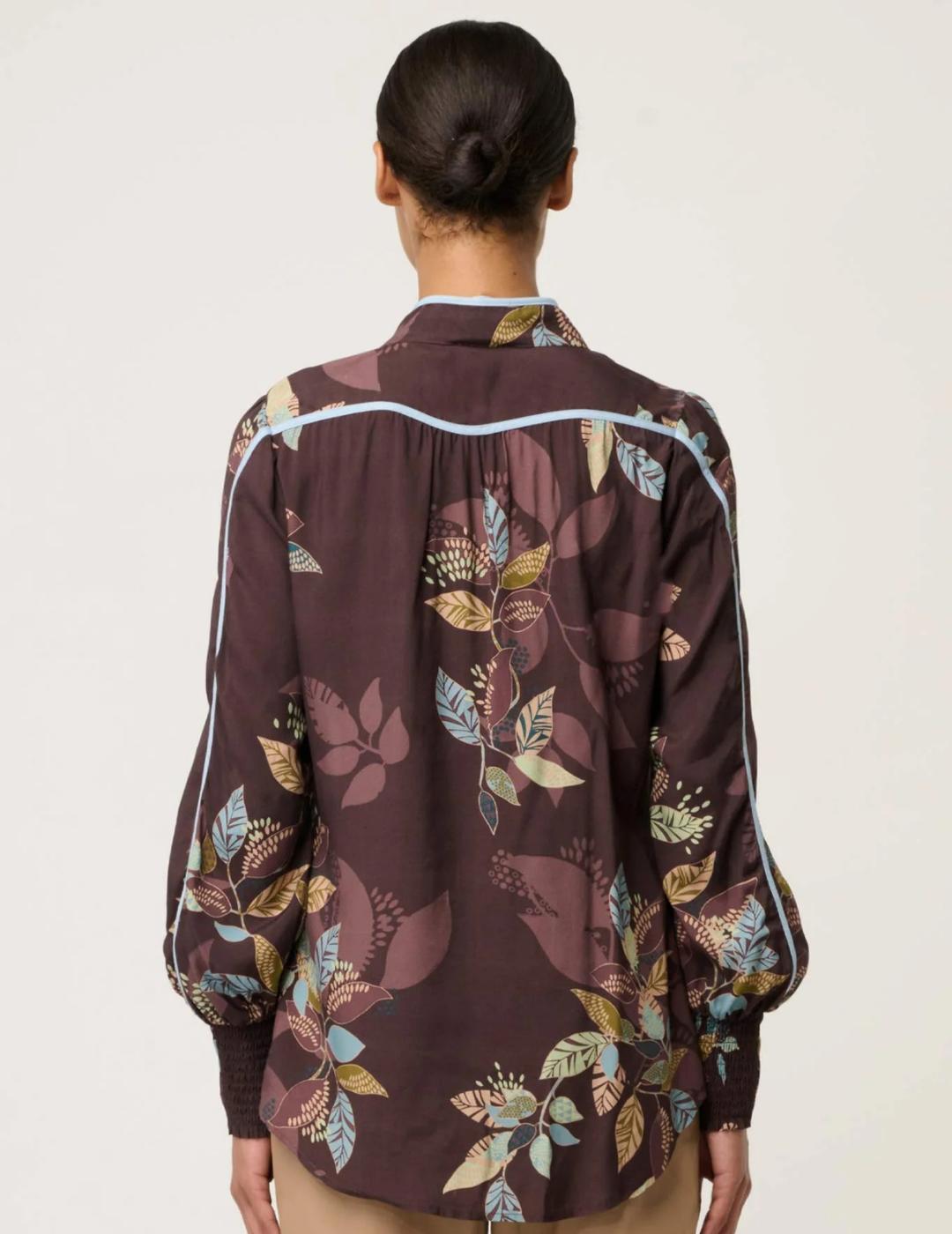 ASHER VISCOSE FAILLE SHIRT in Ember Vines by OnceWas
