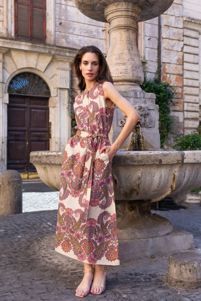 Amelia Midi Dress in Border Paisley by Kachel