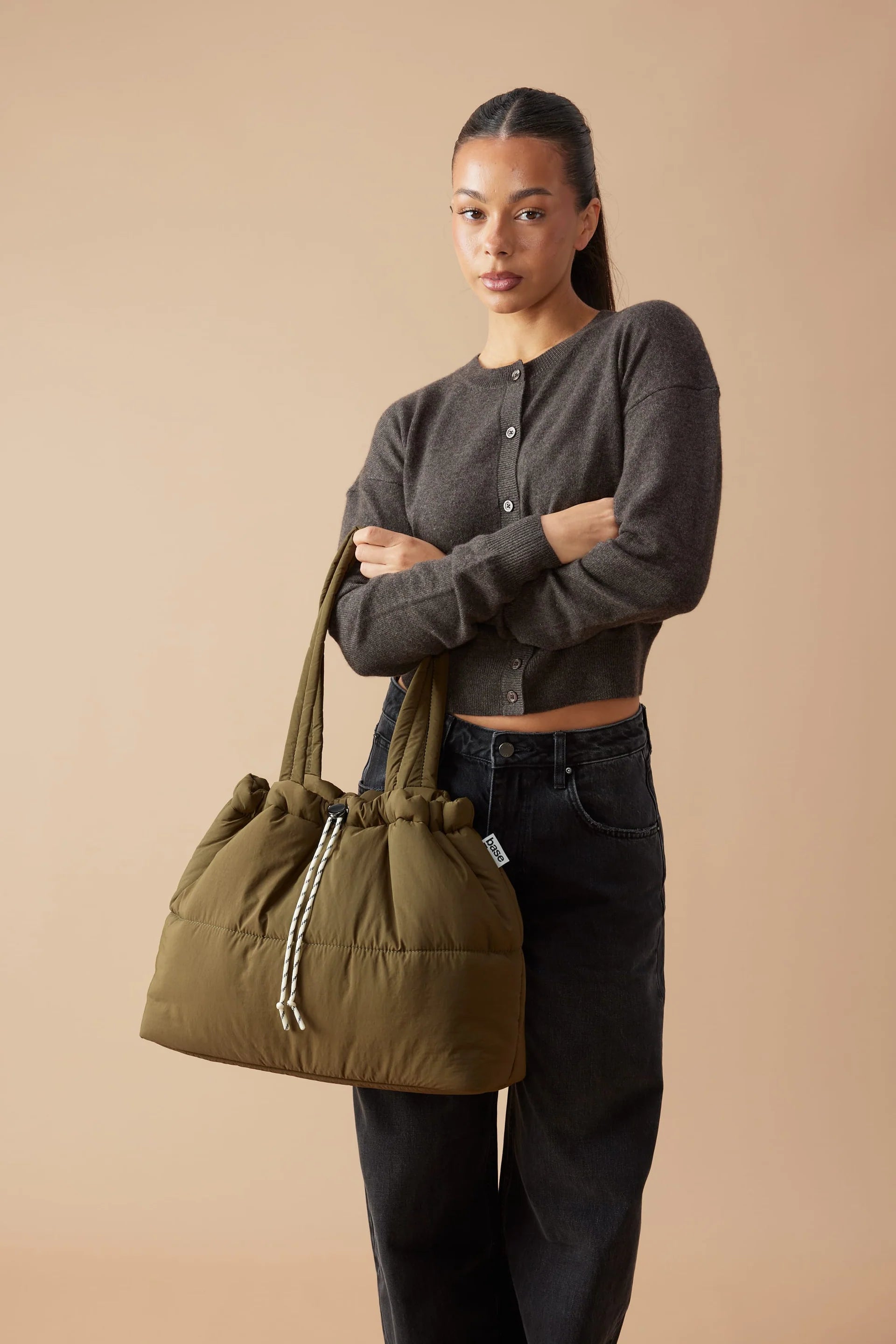 SCRUNCH BASE in Khaki + Cream by Base Suppl