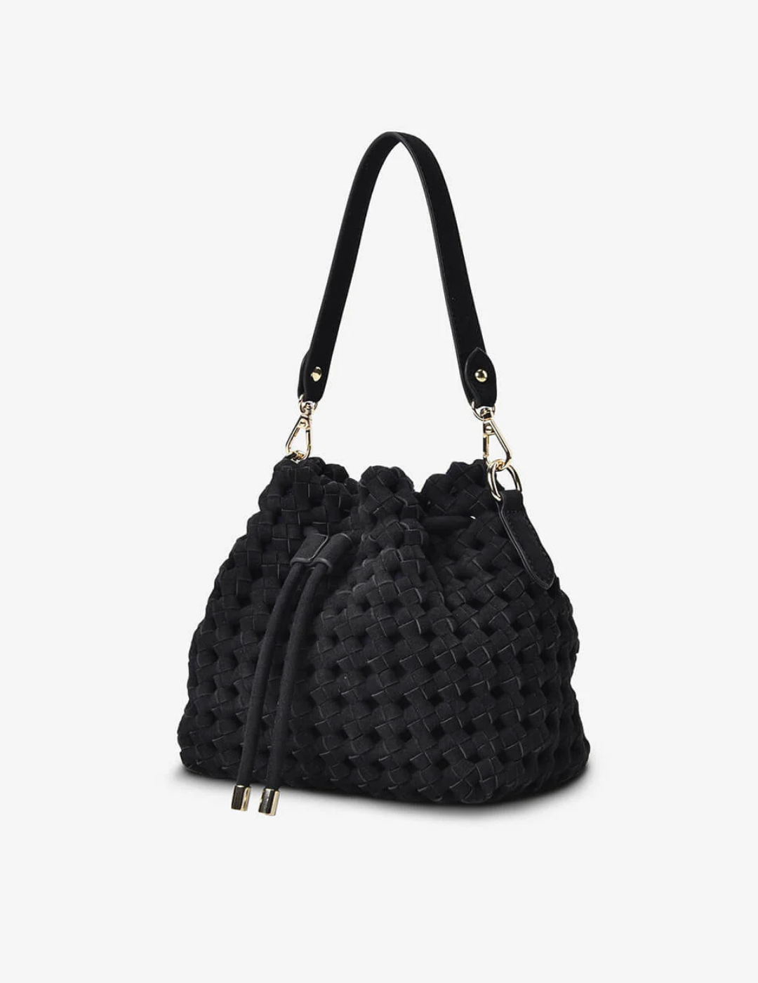 BOX WEAVE BUCKET BAG in Navy by Elms + King