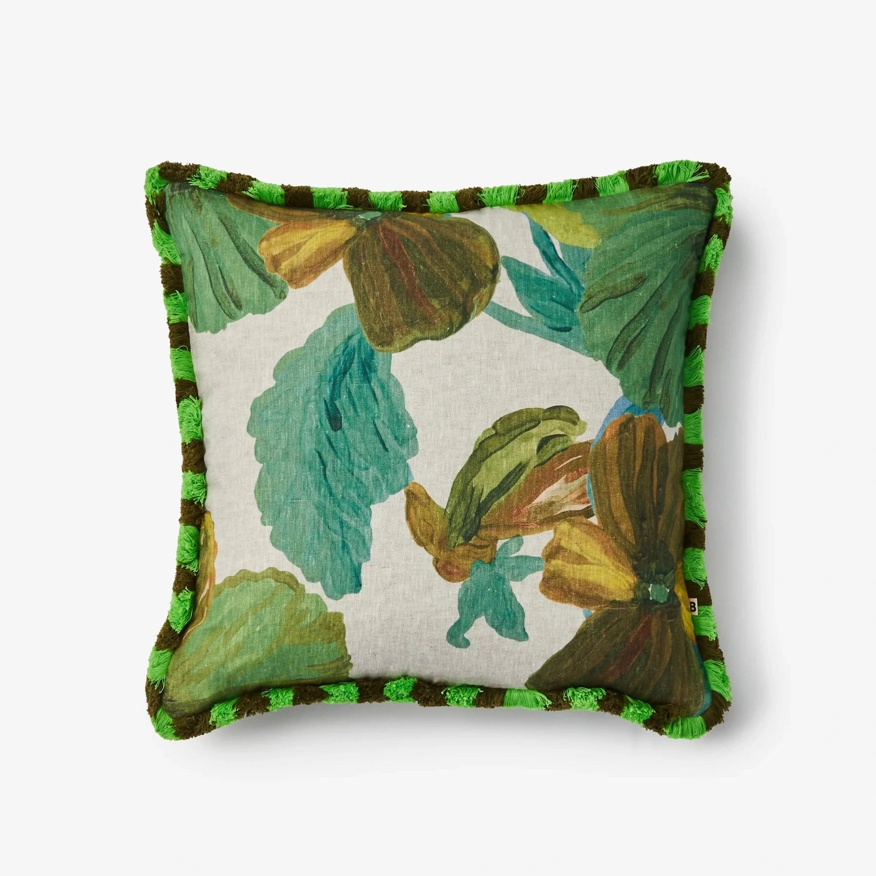WILD PANSY VERDE LINEN CUSHION - 50cm from Bonnie and Neil