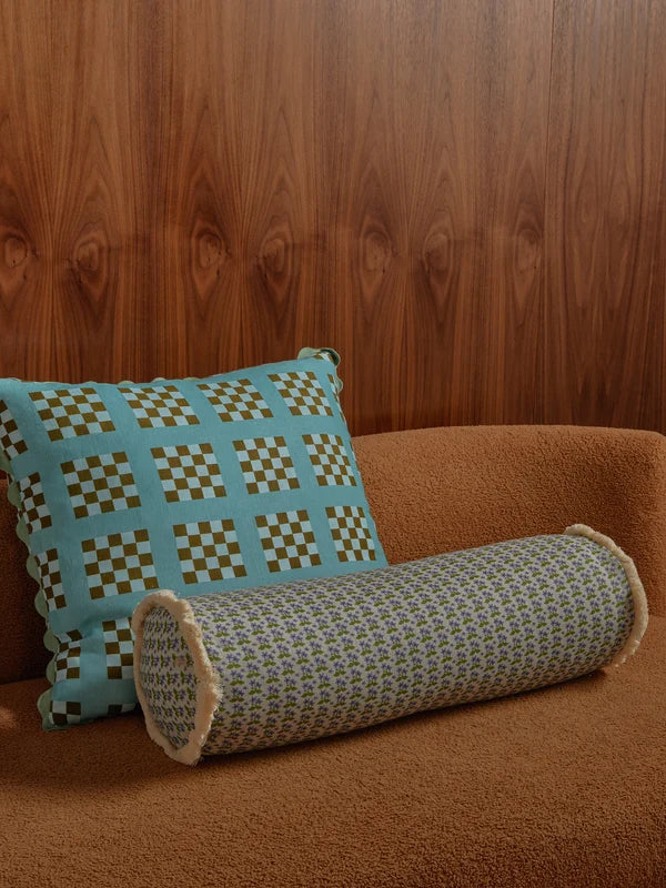 LATTICE BLUE CUSHION in 60cm from Bonnie and Neil