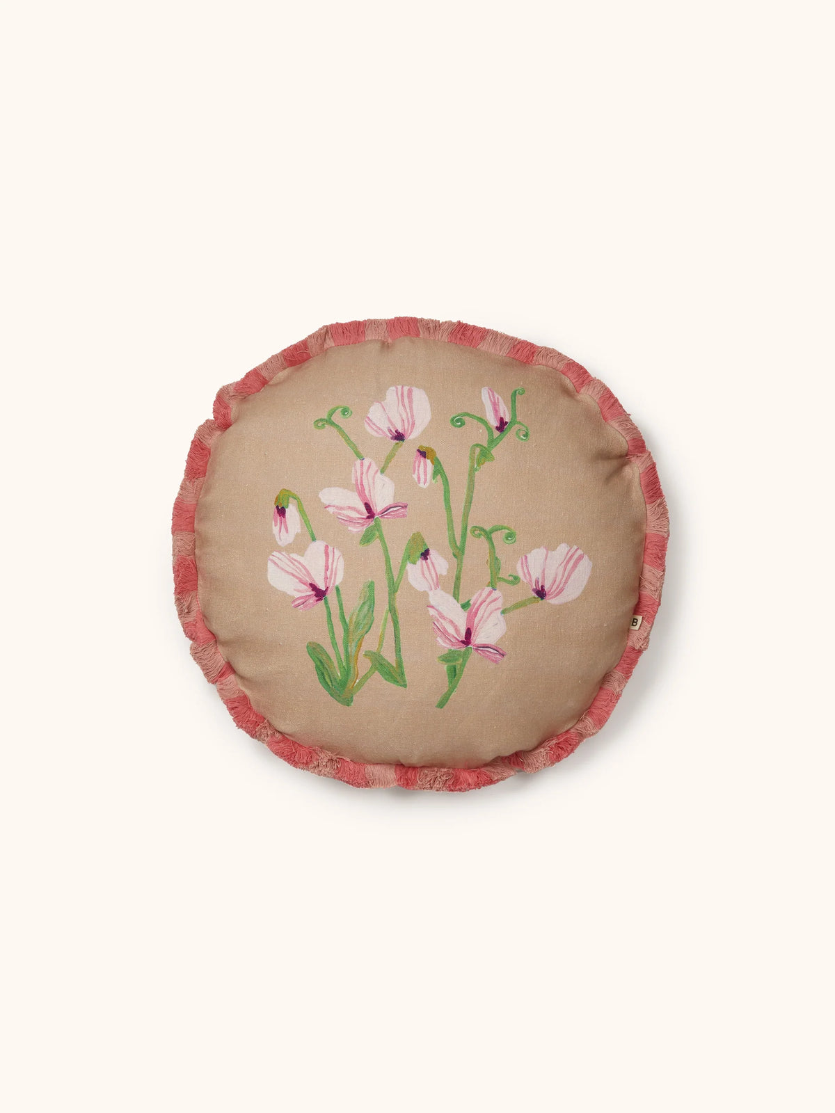 SWEET PEA BUFF ROUND CUSHION in 45cm from Bonnie and Neil