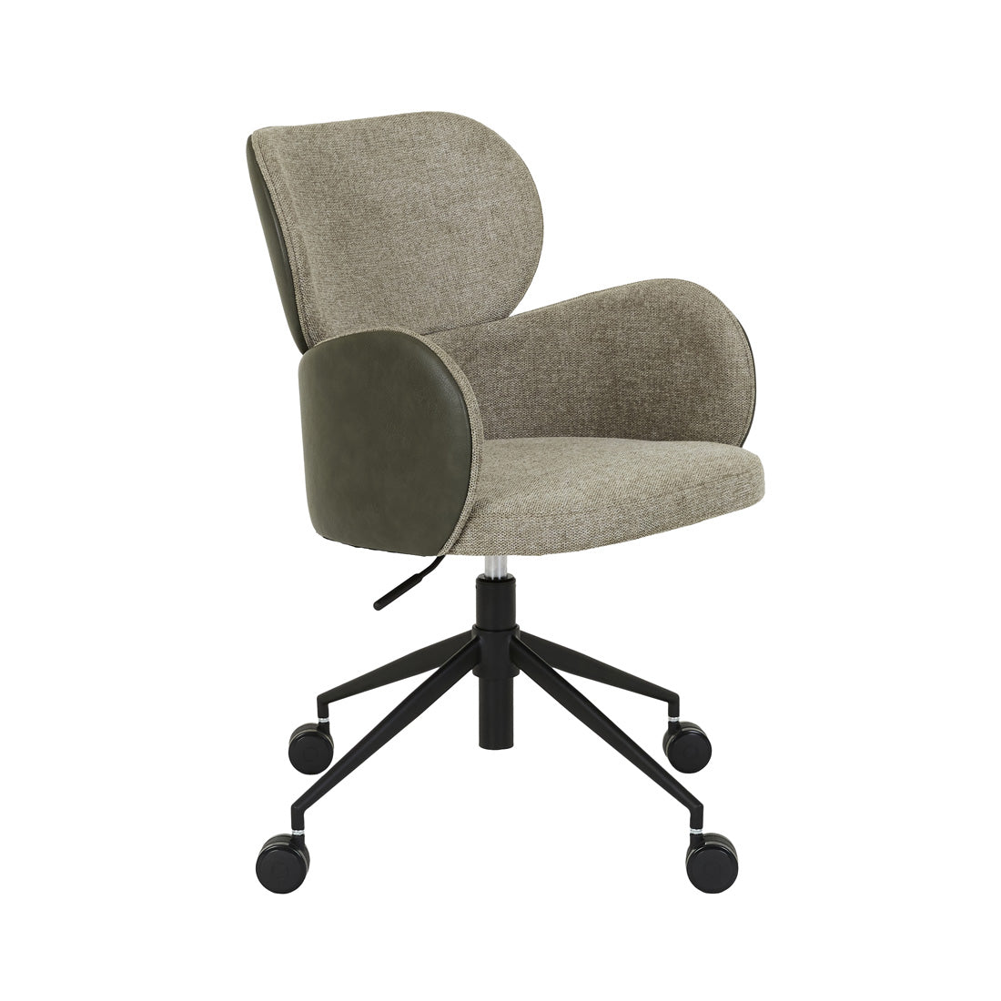 EDWIN OFFICE CHAIR in Khaki Grey / Vintage Matt Green PU by GlobeWest at Darling & Domain