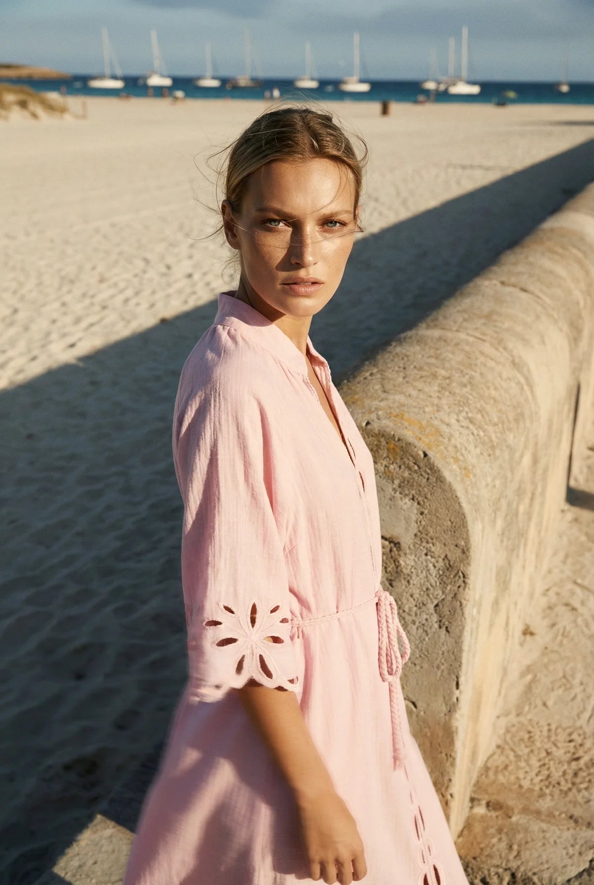 CORDELIA LINEN MIDI DRESS in Pink by Lola Australia