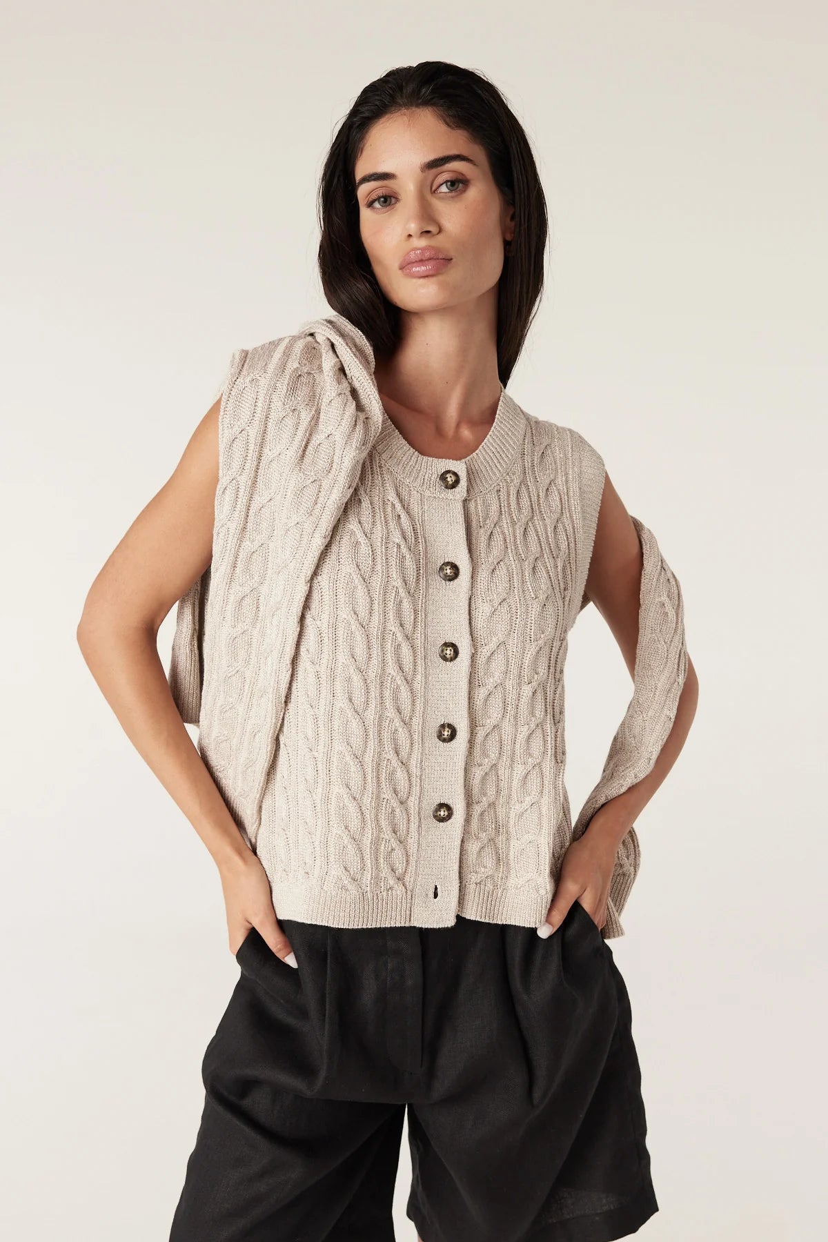 LUMEN CABLE VEST in Natural from Cable Melbourne