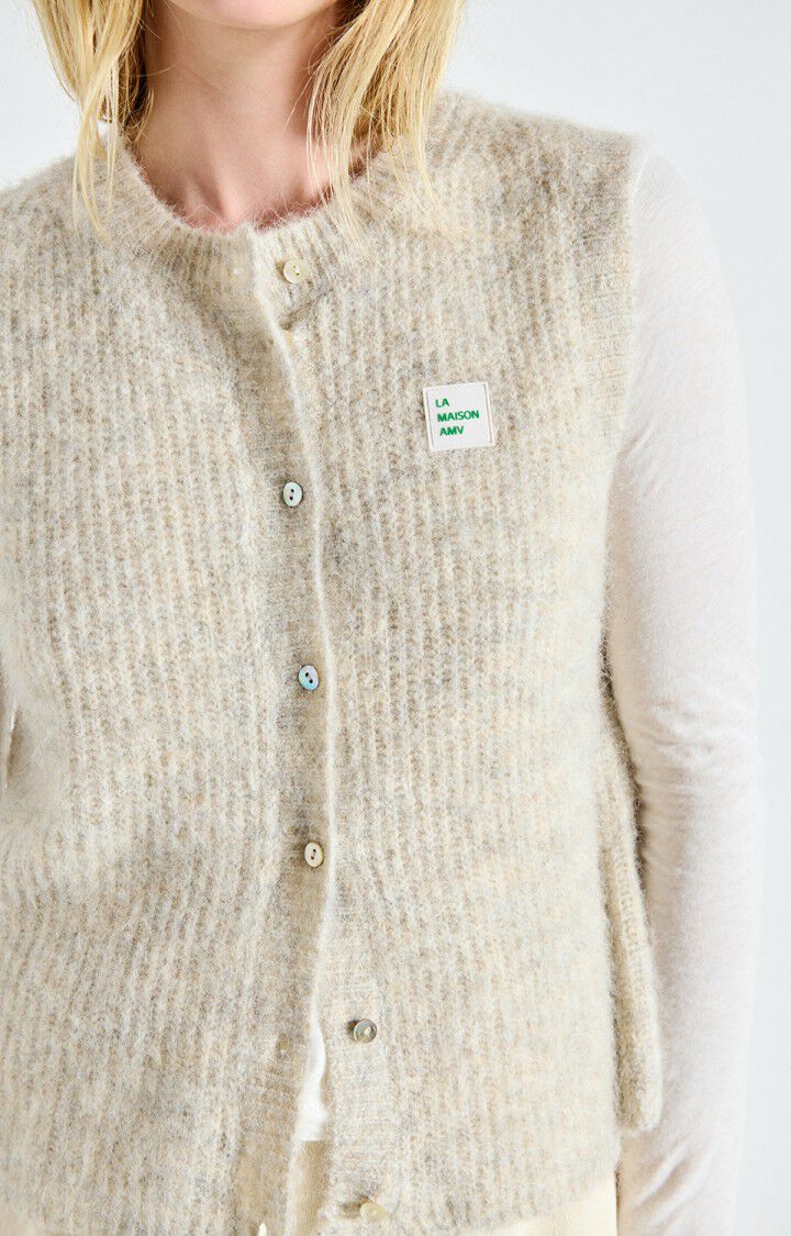 EAST19 SLEEVELESS CARDIGAN in Powder Snow Melange by American Vintage
