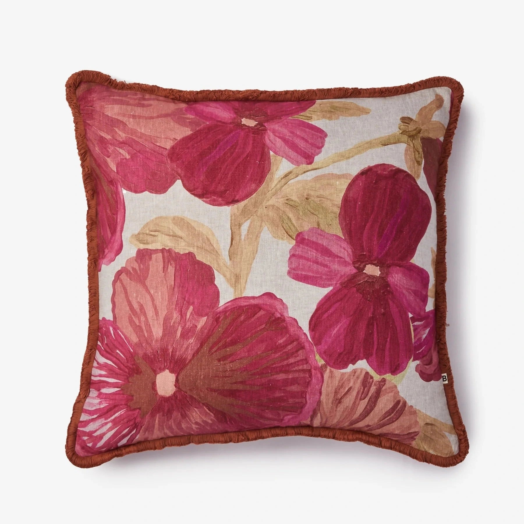 WILD PANSY PINK LINEN CUSHION - 60cm from Bonnie and Neil