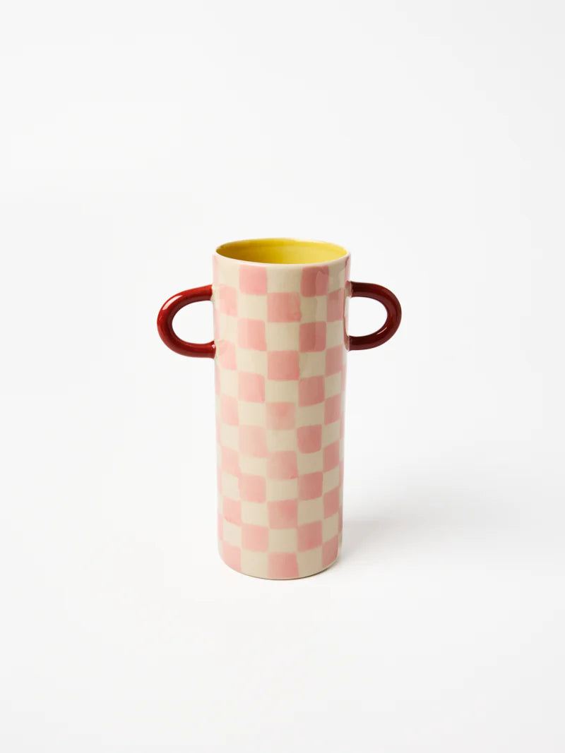 GRIFFE BUD VASE in Pink Check by Jones & Co