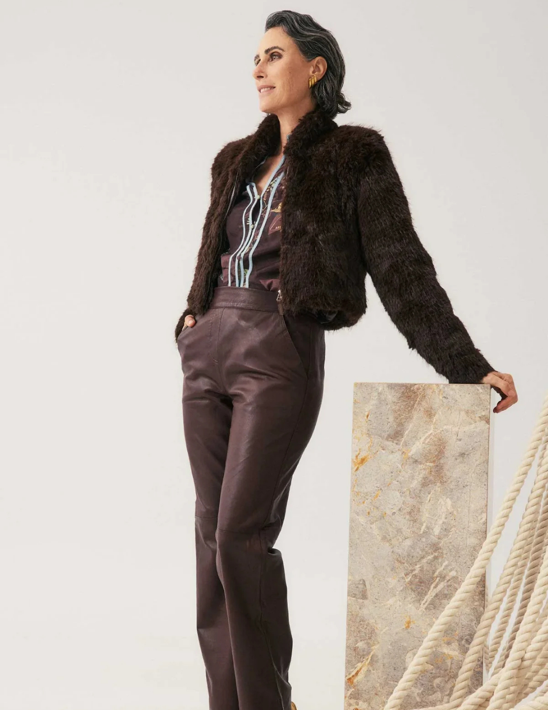 JOAN LEATHER STRAIGHT LEG PANT in Oxblood by OnceWas