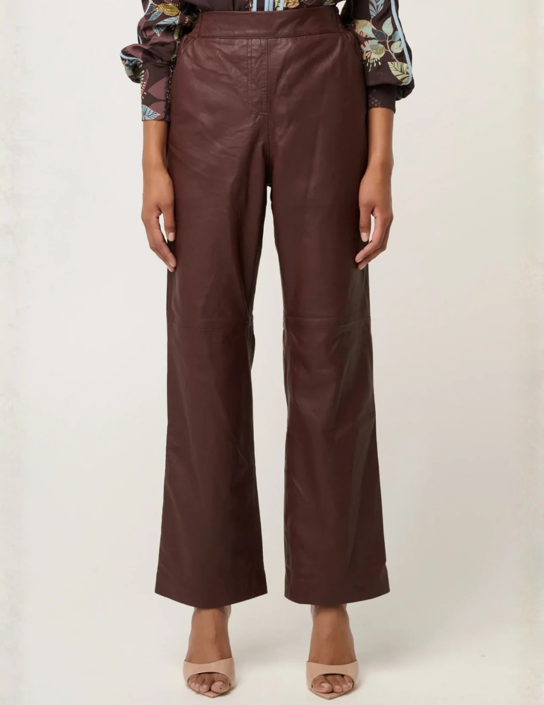 JOAN LEATHER STRAIGHT LEG PANT in Oxblood by OnceWas