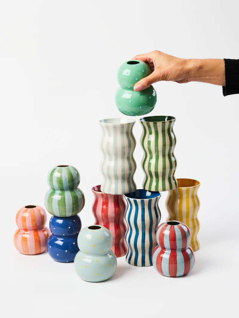PALMA RED PINK STRIPE VASE - Darling & Domain