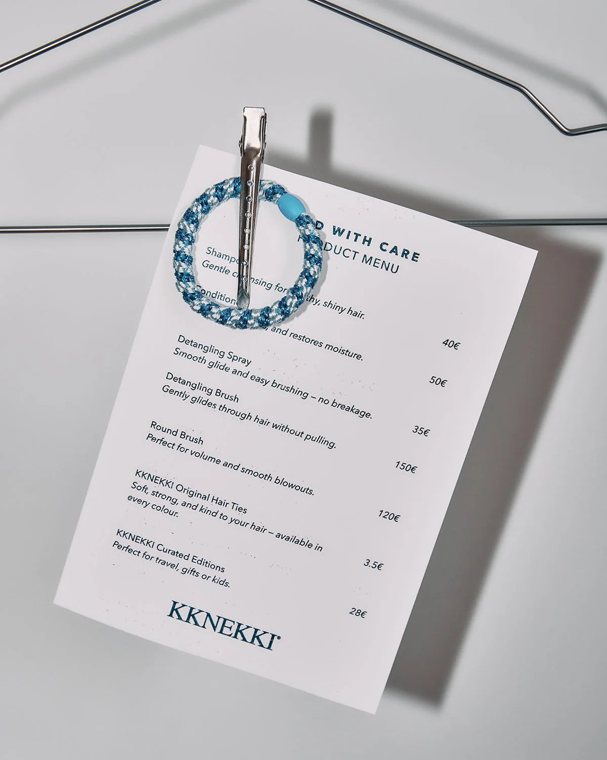 KKNEKKI Original Hair Ties in Stripe Baby Blue Glitter