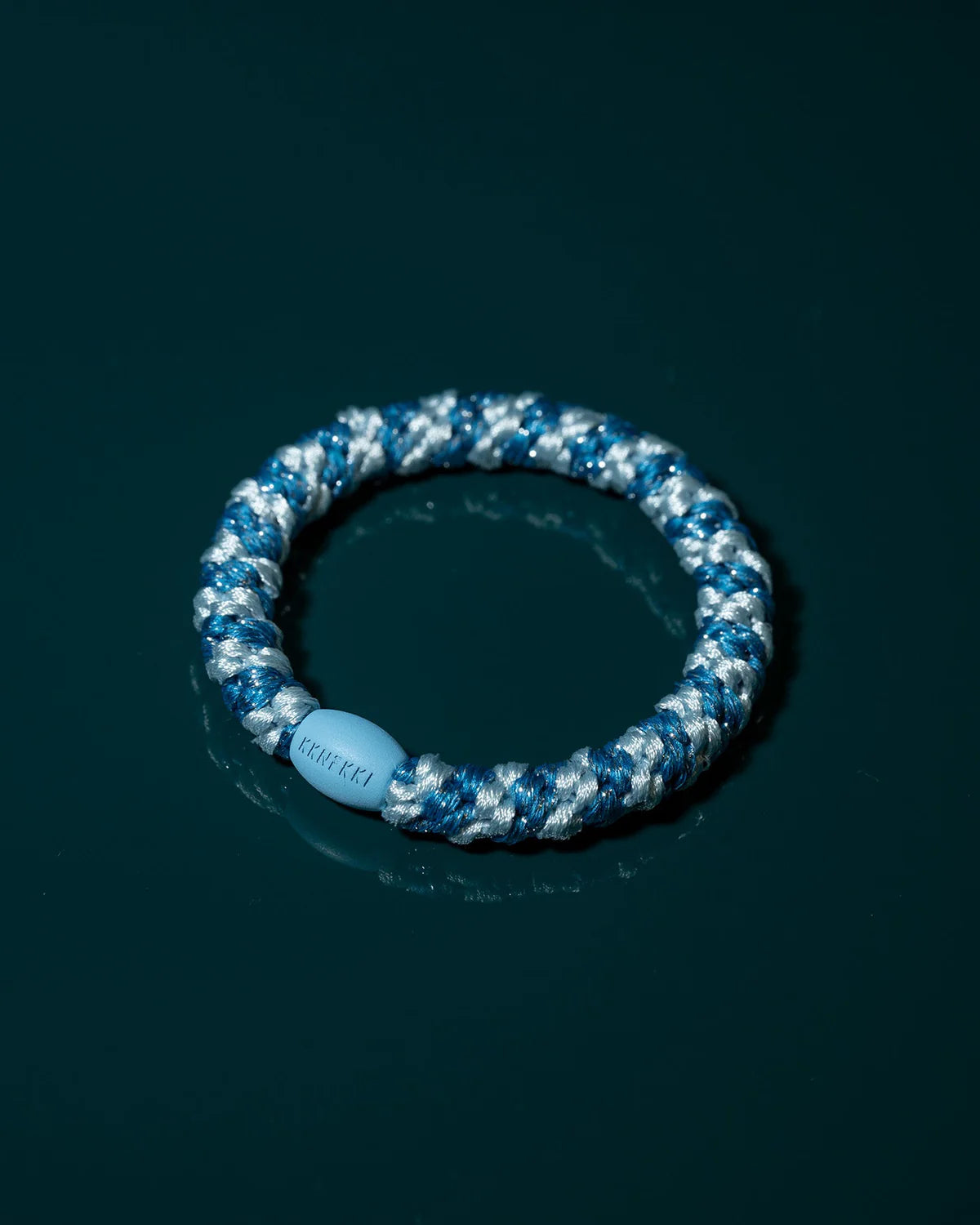 KKNEKKI Original Hair Ties in Stripe Baby Blue Glitter