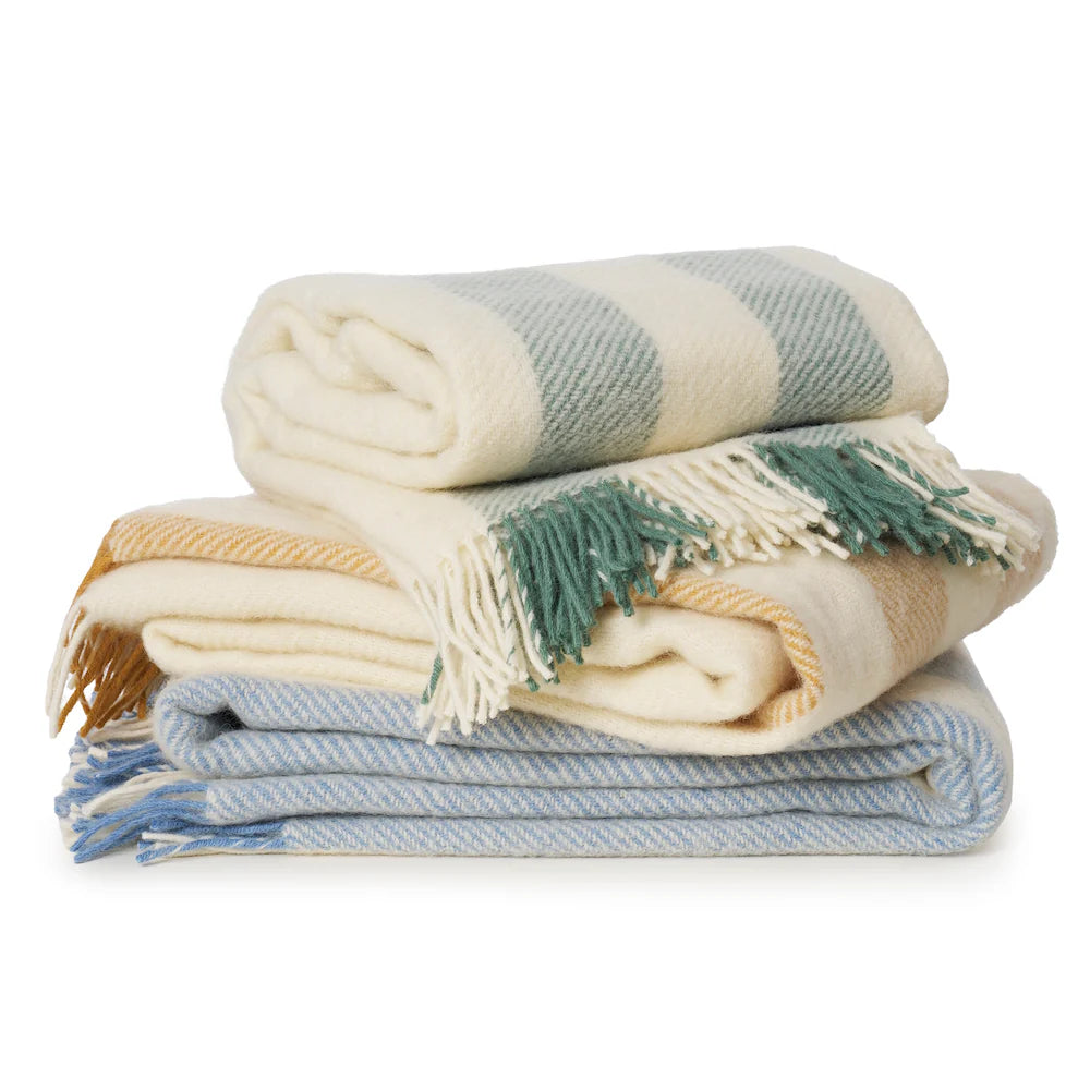 KLIPPAN GOTLAND VERTICAL STRIPE WOOL BLANKET | Green - Darling & Domain