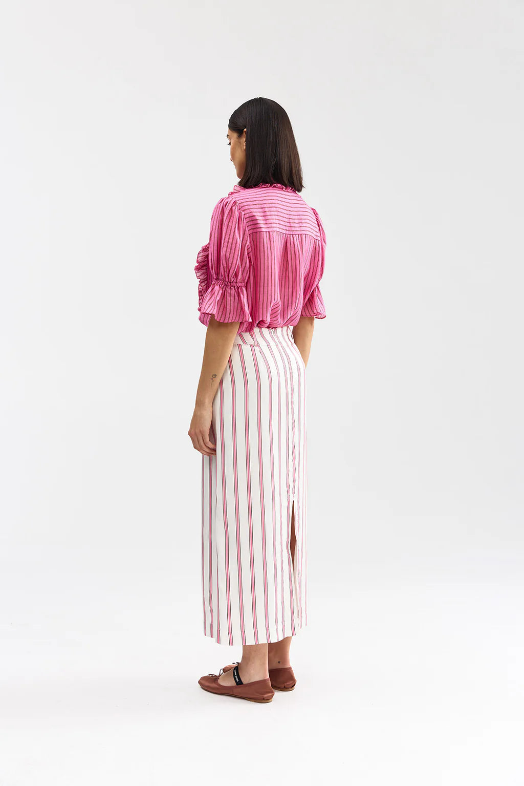 LEONIE BLOUSE in Poppy Bark Stripe by Aston Studio