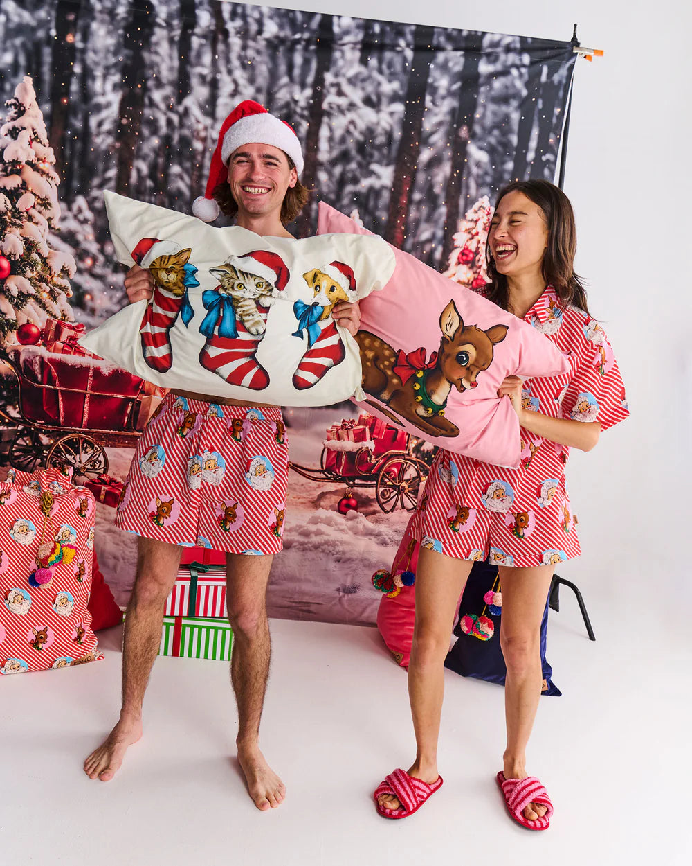 Little Reindeer Cotton Pillowcase by Kip & Co
