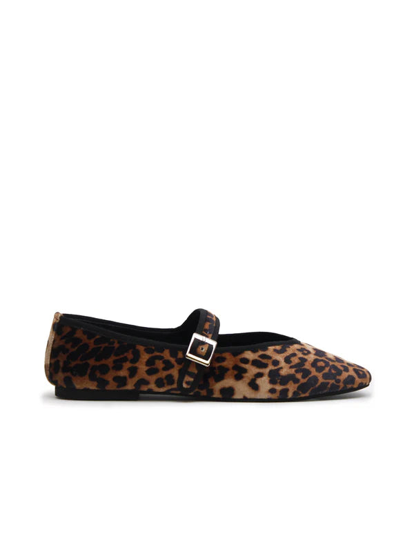 MARY-JANE SILK VELVET BALLET FLAT in Animal by La Tribe