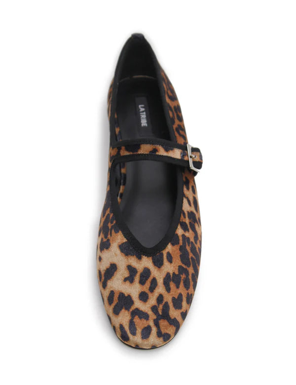 MARY-JANE SILK VELVET BALLET FLAT in Animal by La Tribe
