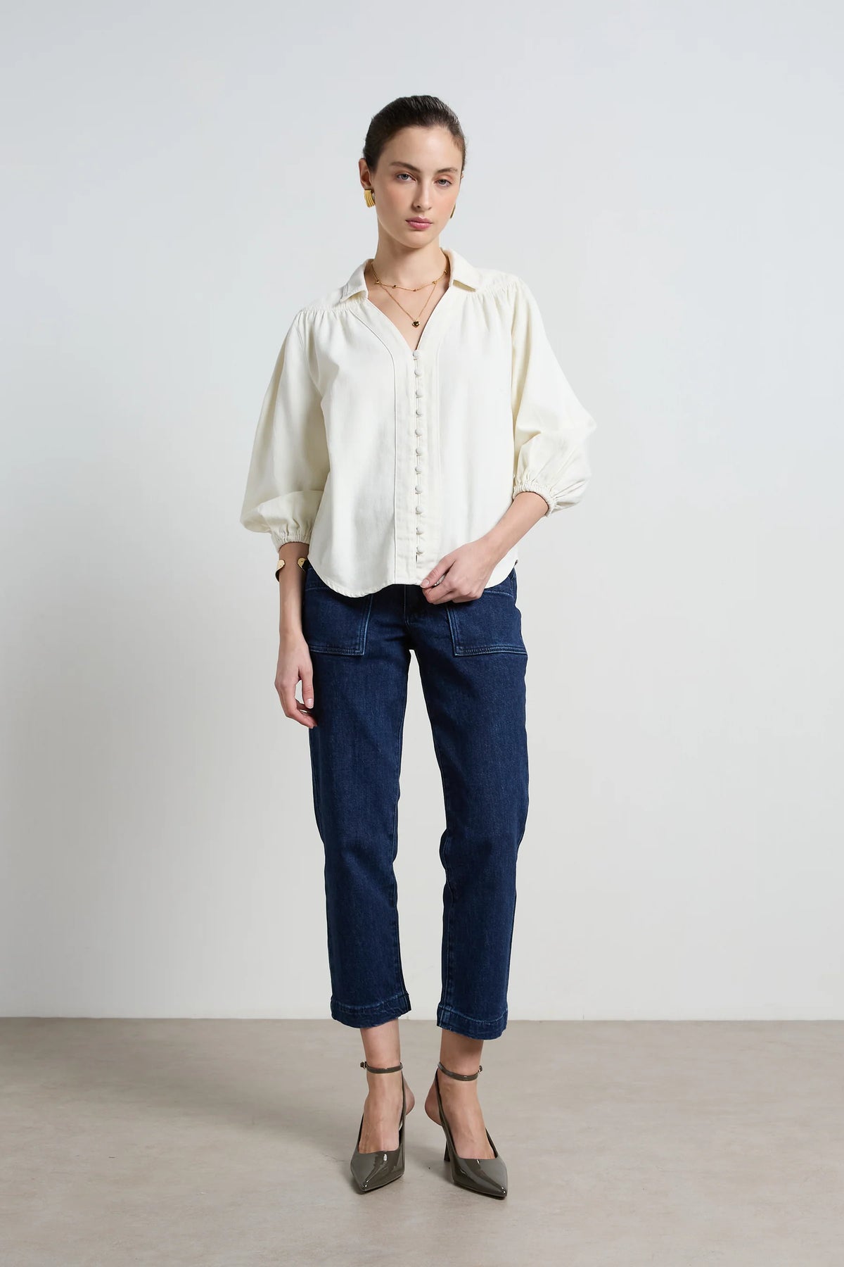 MARLOWE DENIM SHIRT in Ivory by Dricoper