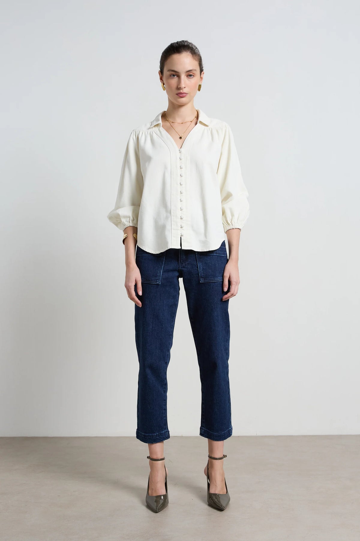 MARLOWE DENIM SHIRT in Ivory by Dricoper