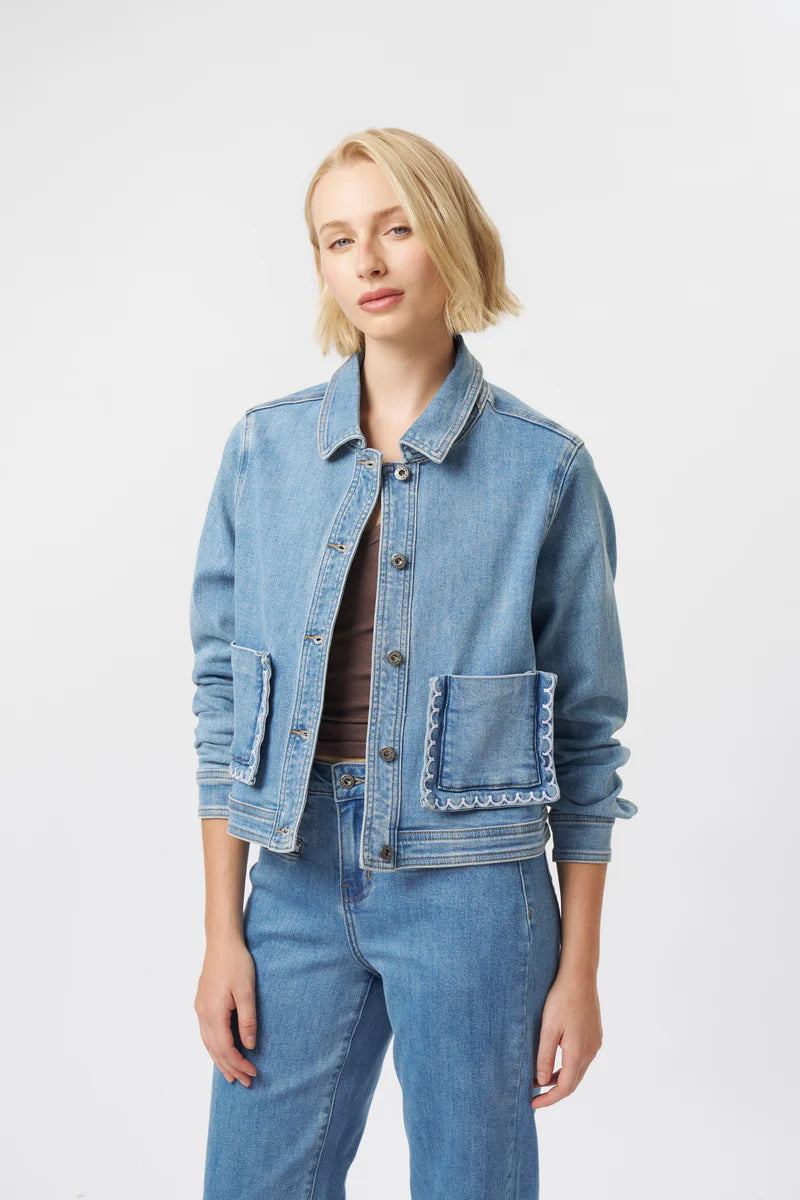 MILA DENIM JACKET in 70's Blue by Kireina