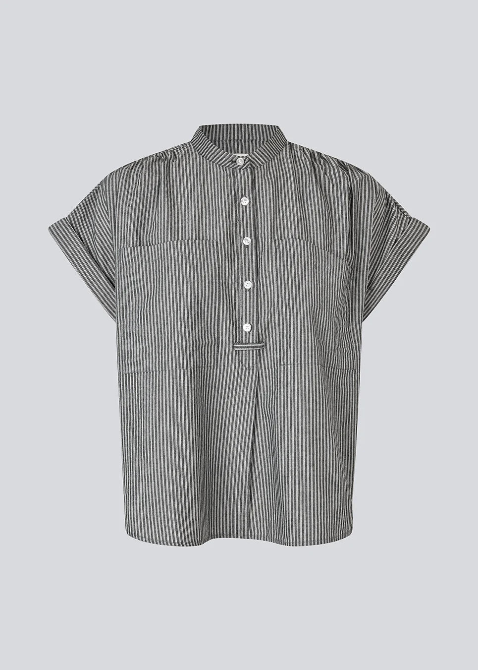 VALENTIN MD STRIPE TOP in Washed Black Stripe by Modstrom