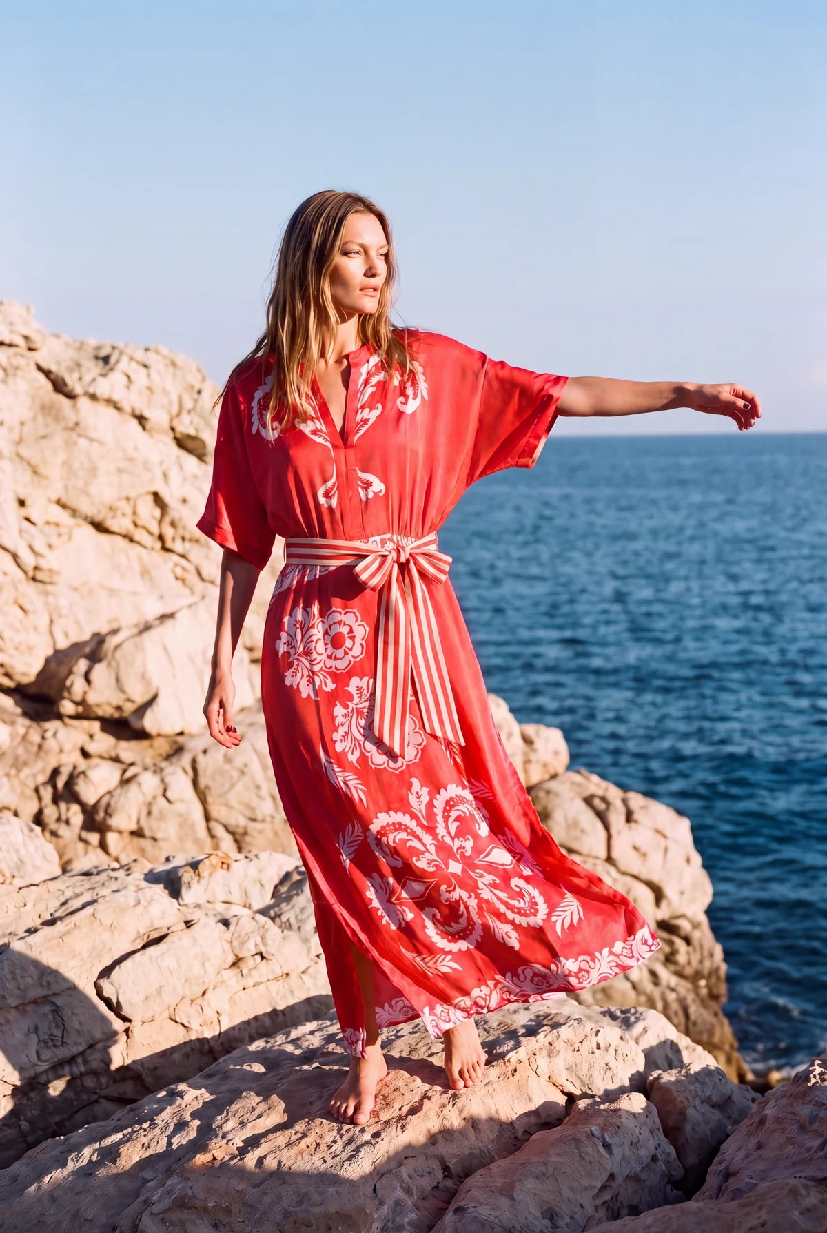 NORMAN SATIN MAXI DRESS in Jewel Melon from Lola Australia