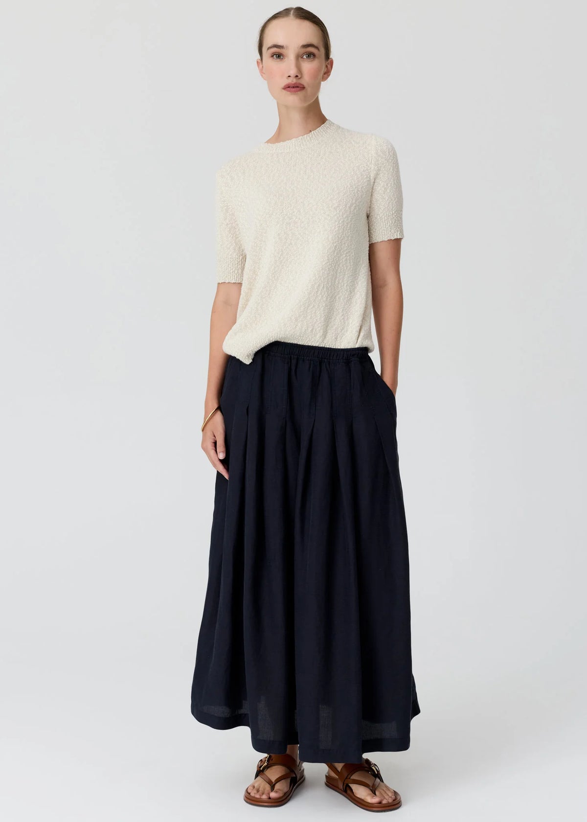 CEDAR LUREX KNIT TOP in Chalk + Silver by Pol Clothing