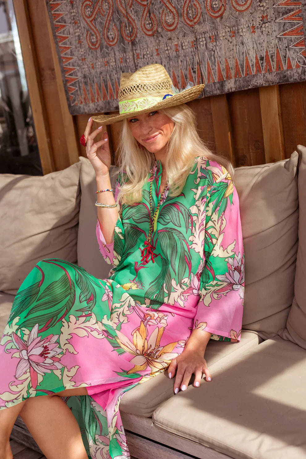 GREEN BIRDS LONG DRESS - Darling & Domain