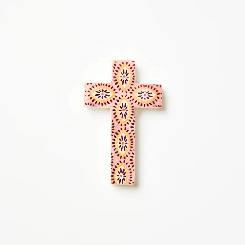 SAMIRA SMALL CROSS in Pink Eyes by Jones & Co