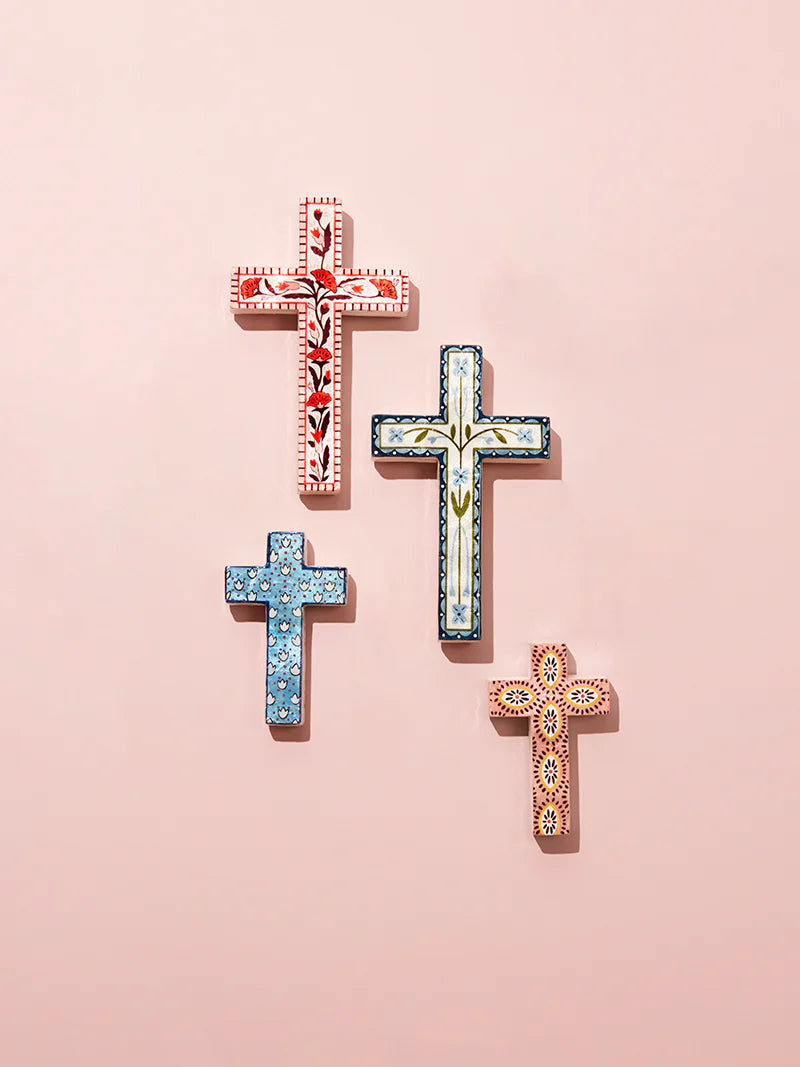 SAMIRA SMALL CROSS in Pink Eyes by Jones & Co