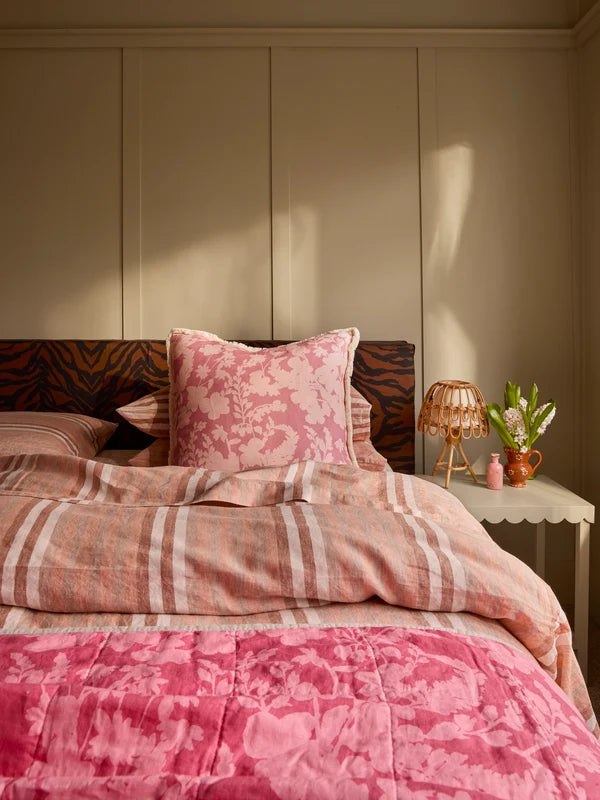 DAISY BUFF QUILTED THROW in Petal Pink from Bonnie and Neil