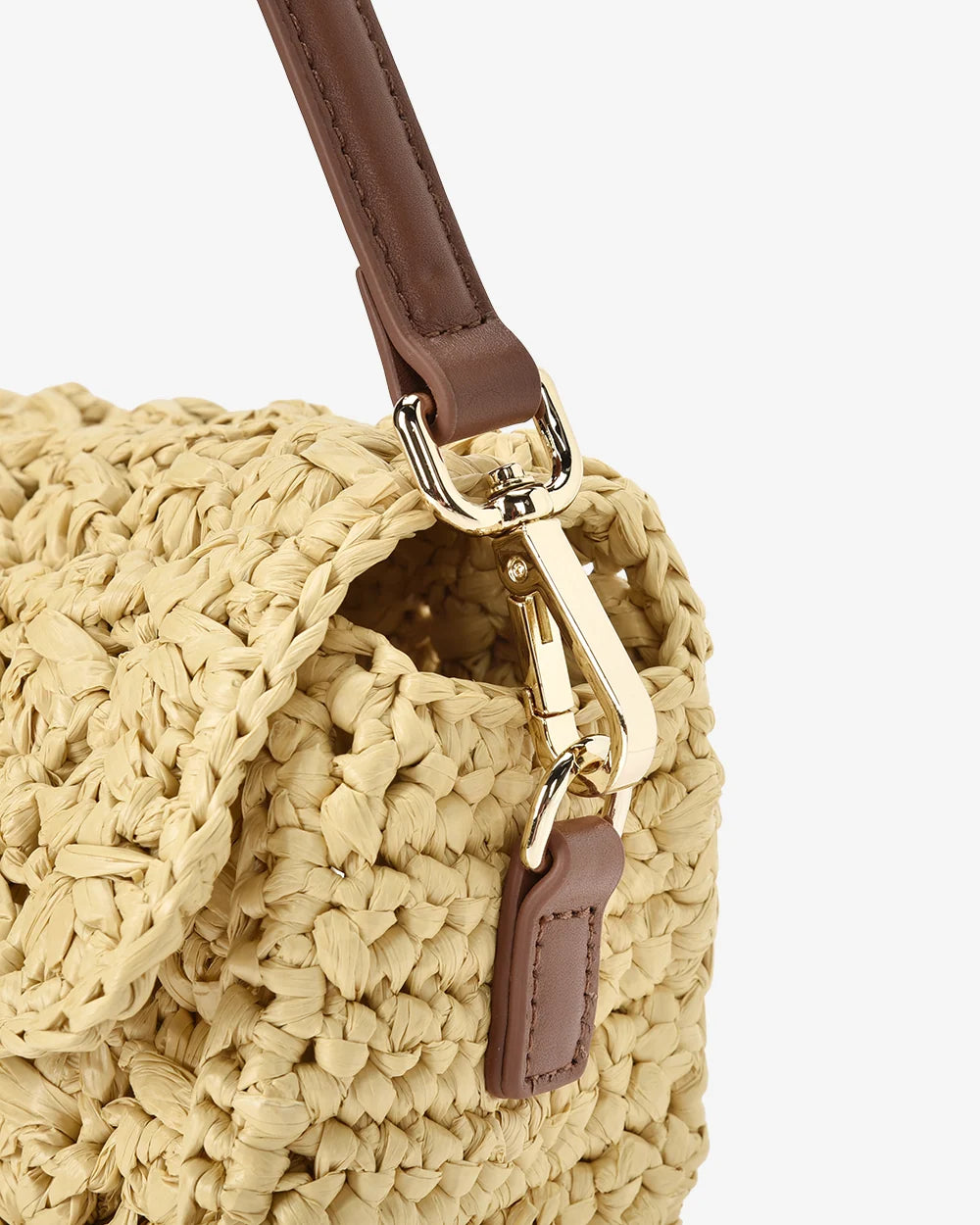THEA SHOULDER BAG in Raffia Weave with Dark Tan by Arlington Milne