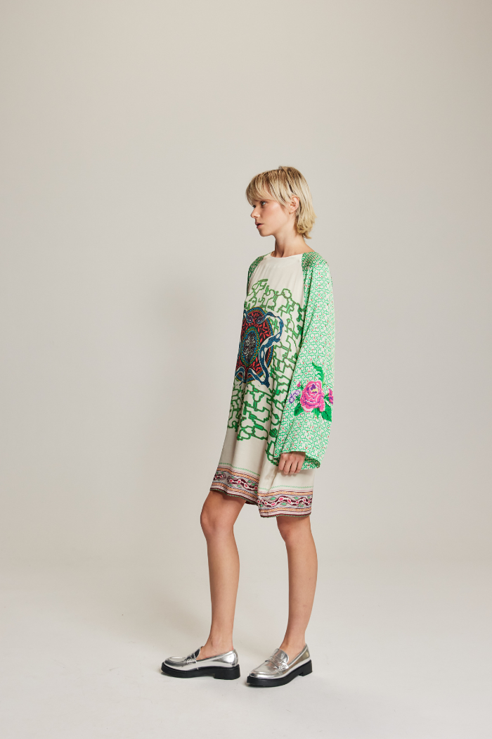 ALANIA BOAT NECK MINI DRESS in Shipibo by ME369
