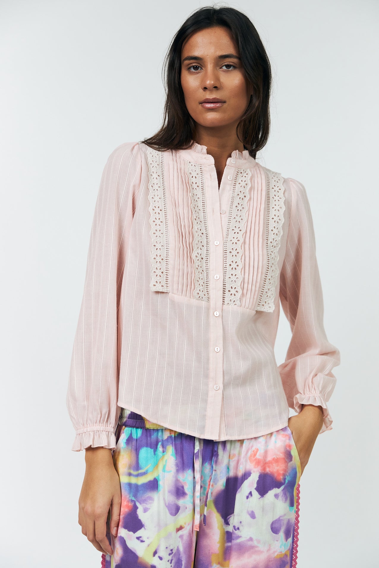 ARIEL LONG SLEEVE SHIRT in Light Pink by Lollys Laundry