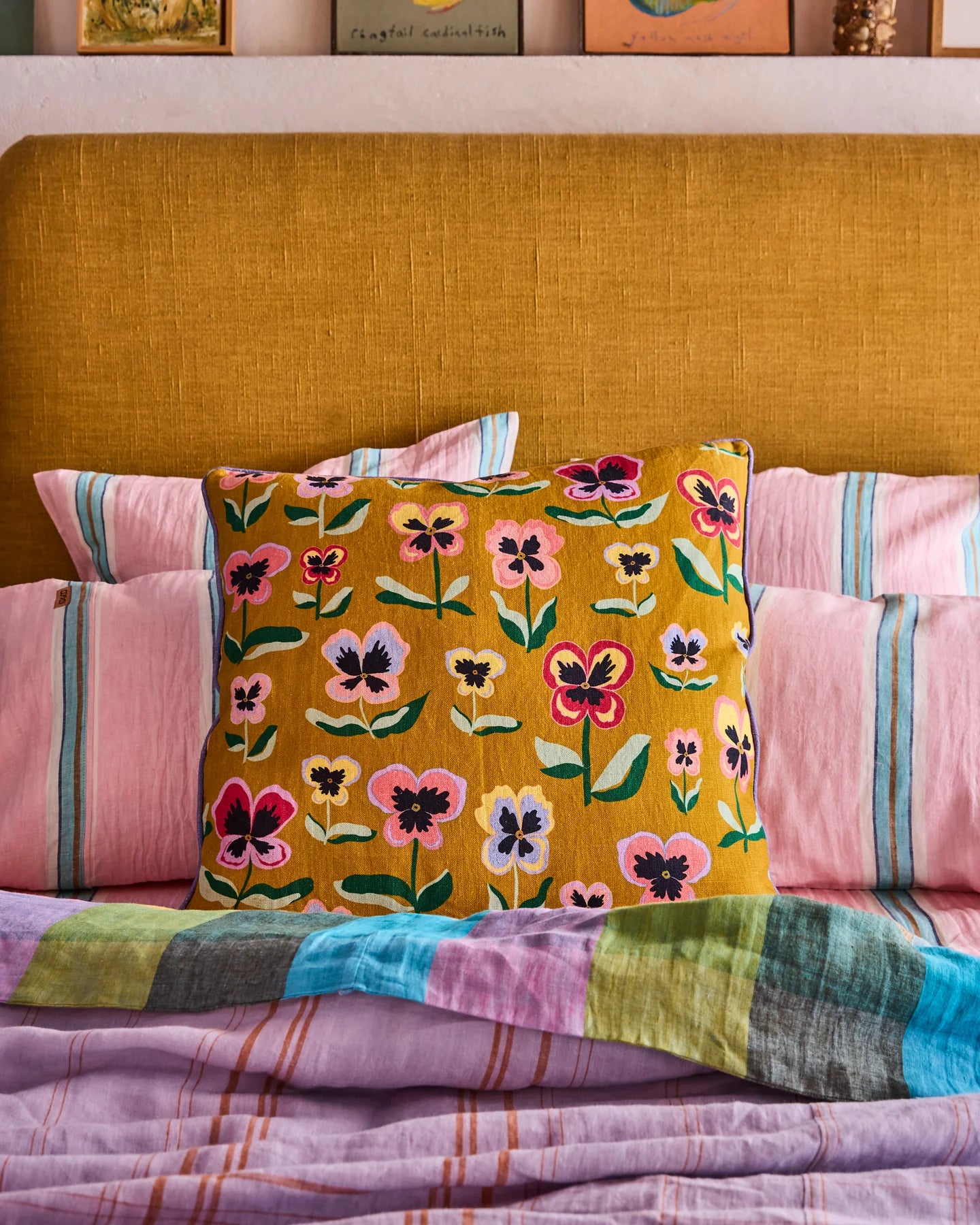 UPHOLSTERY CUSHION in Pretty Pansy Gold from the amazing range of Kip & Co products