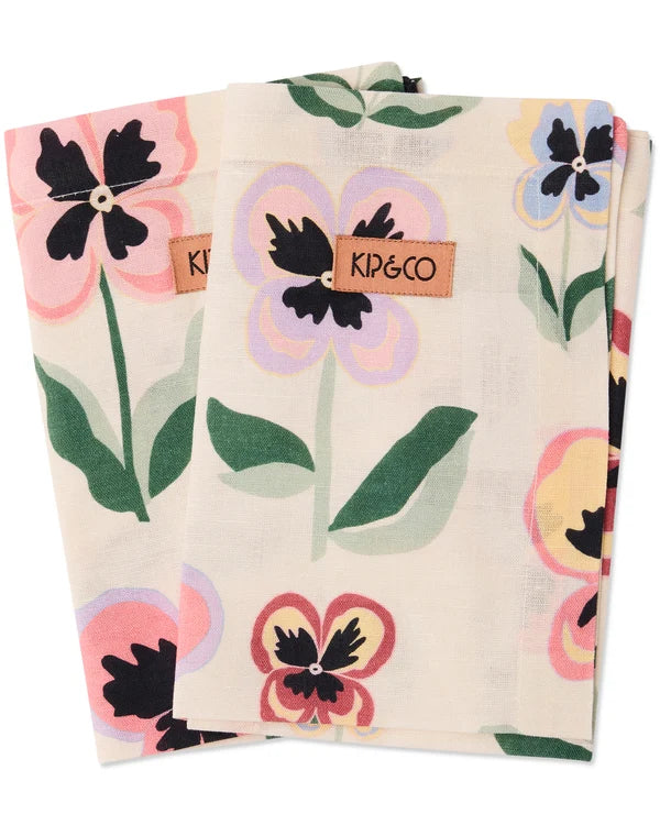 NAPKIN SET 4P in Pretty Pansy from the amazing range of Kip & Co products