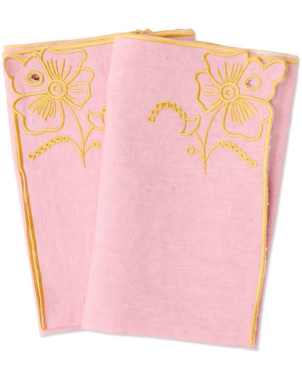EMBROIDERED NAPKIN 4P SET in Pink Tuscan from the amazing range of Kip & Co products