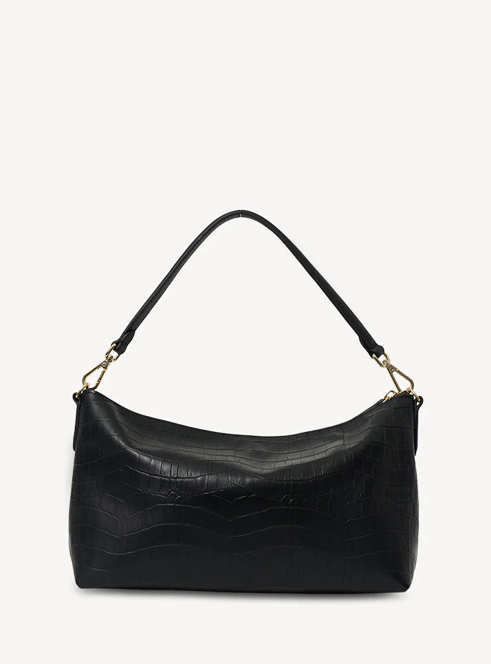 CLAUDIA SHOULDER BAG in Black Croc by Saben