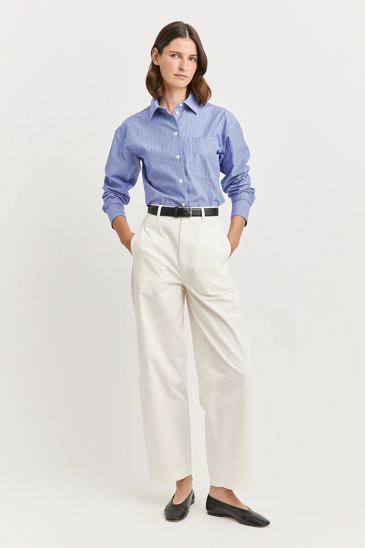 RELAXED COTTON SHIRT in Classic Stripe by Toorallie at Darling & Domain