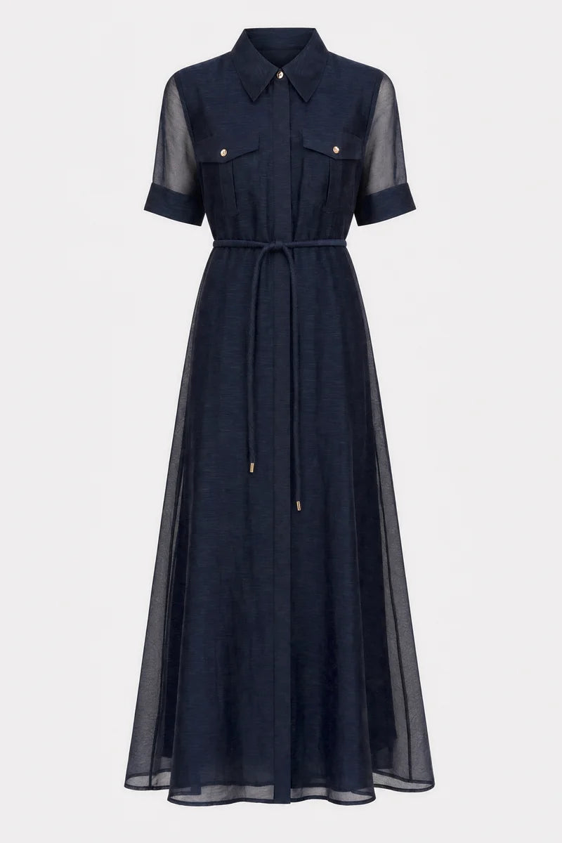 INA MAXI SHIRT DRESS in Midnight Sky from Sofia Irina