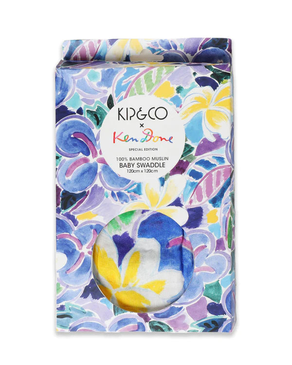 KIP & CO X KEN DONE SWADDLE in Frangipani from the amazing range of Kip & Co