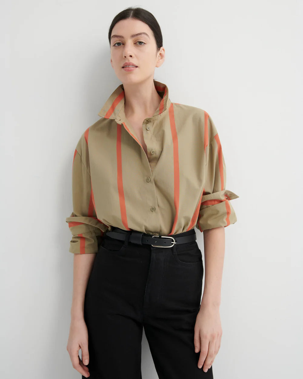 MAKER SHIRT in Nasturtium Stripe by Kowtow