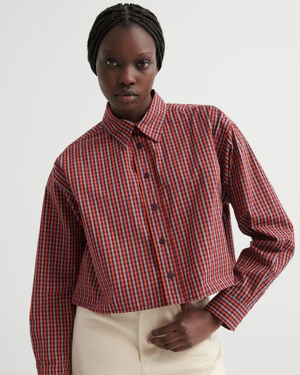 LAUREN SHIRT in Maroon Check by Kowtow