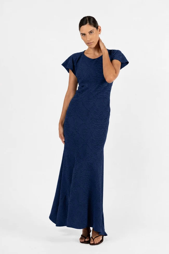 NATALYA BIAS MAXI DRESS in Storm Brocade by One Fell Swoo