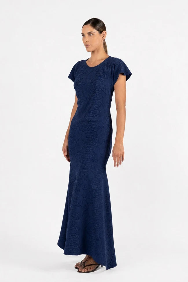 NATALYA BIAS MAXI DRESS in Storm Brocade by One Fell Swoo